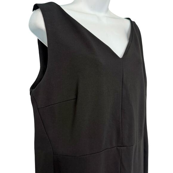 MM Lafleur Black Ponte V-Neck Sheath Sleeveless Pencil Dress Plus Size +2 / 18 - Picture 3 of 10